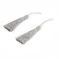 Pair of silver grey polyester tassels with decorative woven heads for DIY crafts - Total length approx 15cm (Cord approx 6cm, Tassel approx 9cm) / 10 Pieces Pack / Gray