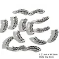 Antique silver curved tube beads with floral hollow pattern for DIY jewelry crafts - Hollow Floral Style (1#) / Pack of 10 (21mmx5mm, Hole 3mm)