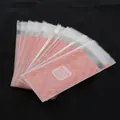 Pink grid self-adhesive lipstick bags with heart print and Specially for you text - 100 Pieces/Pack (5x10+3cm) / Pink Grid Pattern