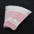 Pink heart and lace pattern self-adhesive clear plastic gift bags for lipstick storage - 100 Pieces/Pack (5x10+3cm) / Heart Pink