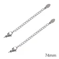 Cadena de extensión de 74mm en acero inoxidable plata con cierre de langosta y tag - Estilo Etiqueta Ovalada (Color Acero)
