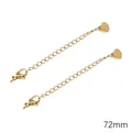 Set de dos cadenas de extensión doradas de 72 mm con cierre de mosquetón y colgante de corazón - Estilo Corazón Liso (Chapado en Oro)