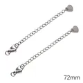 72mm stainless steel extension chains with lobster clasp and heart pendant charms - Plain Heart Style / 72mm / Silver