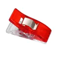 Rote Stoffklammer mit Edelstahlfeder für präzises Nähen und Quilten ohne Nadelstiche - Ca. 2,7x1x1,5 cm / Weiß-Rot