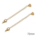 Golden stainless steel necklace extender chain with lobster clasp and heart tag 72mm - Heart Engraved Style / 72mm / Gold