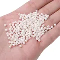 White half-drilled round glass pearl beads for DIY earrings and jewelry making - 2 Pieces/Pack / Approx. 3mm (0.5mm Hole) / White