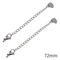 Two 72mm stainless steel extension chains with lobster clasp and heart tag - Heart Engraved Style / 72mm / Silver