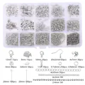 Silver jewelry making kit with lobster clasps and chains in 15-grid storage box - 15 Grids (1 Box) / White Gold