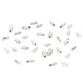 Polished silver-colored metal tube ribbon ends with hanging loops for DIY jewelry - US 10 / White Gold