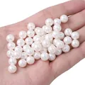 Perles de verre blanches semi-percées pour la création de boucles d'oreilles DIY - 2 Pièces/Paquet / Env. 8mm (Trou 1mm) / Blanc