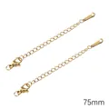 75mm gold plated stainless steel extension chains with lobster clasp for jewelry DIY - Bar Engraved Style / 75mm / Gold
