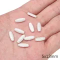 DIY jewelry 5x13mm frosted silver copper beads with oval texture for necklaces - Rice Bead (FGT674) / 1 Piece / Silver