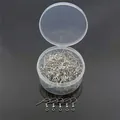 Silver earring hooks with spring and ball detail in a clear plastic storage box - 20x22mm White K Earring Hooks 200pcs