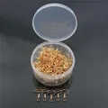 Golden fish hook earrings DIY jewelry making supplies in a transparent round storage box - 20x22mm KC Gold Earring Hooks 200pcs