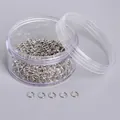 Silver open jump rings set in a round clear box for DIY earring and jewelry making - 0.8x6mm White K Jump Rings 400pcs