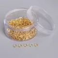 Golden open jump rings for DIY jewelry making in a transparent round storage box - 0.8x6mm Gold Jump Rings 400pcs