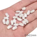 Frosted silver oval rice bead for DIY jewelry, 6.5x11mm copper craft supply component - Straight Hole Embossed Irregular (FGT674) / 1 Piece / Silver