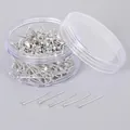 Silver jewelry flat head pins in a clear round box for DIY earring making - 24mm White K T-Pins 450pcs