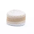 Natural jute burlap roll with delicate white lace trim for vintage DIY crafts - Pattern Eight