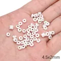 Silver frosted disc beads 4.5x2mm for DIY bracelet and jewelry making projects - Center Hole Disc (FGT674) / 1 Piece / Silver