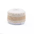 Natural jute burlap roll with white floral lace trim for rustic DIY wedding crafts - Pattern Eleven