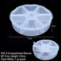 Διαφανές στρογγυλό κουτί PVC 6 θέσεων για εξαρτήματα κοσμημάτων DIY, διάμετρος 7,7 cm - Στρογγυλό Κουτί Αποθήκευσης 6 Θέσεων (Στυλ 13)