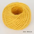 Bright yellow 2mm braided jute twine for DIY crafts, 50m roll of natural hemp rope - 2mm-50m(CTJ01) / Yellow