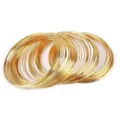 Stackable minimalist thin metal wire bangles in a shiny golden finish set - Simple Specification / Gold