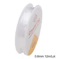 Clear 0.6mm elastic crystal bead string for DIY jewelry making with 12m length - 0.6mm / Clear White