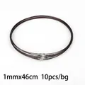Black plastic coated 1mm steel wire necklace cords with silver screw clasp, 10 pieces pack - Coffee / Steel Wire Choker