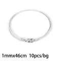 Silver steel wire necklace cords with 1mm diameter and screw clasps for DIY jewelry - White / Steel Wire Choker