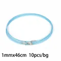 Light blue 1mm x 46cm memory wire necklace cords with silver screw clasps 10pcs - Sky Blue / Steel Wire Choker