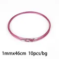 Purple 1mm x 46cm memory wire necklaces with screw clasps for jewelry making - Rose Red / Steel Wire Choker