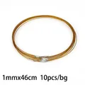 1mm gold steel memory wire necklaces with silver screw clasps for DIY jewelry making - Gold Yellow / Steel Wire Choker