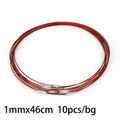 10pcs set of red 1mm memory wire choker necklaces with silver screw clasps for DIY jewelry - Red / Steel Wire Choker