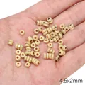 Frosted gold cylinder spacer beads 4.5x2mm for DIY handmade jewelry and necklaces - Center Hole Disc (FGT674) / 1 Piece / Gold