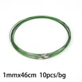 10pcs set of 1mm dark green memory wire necklaces with silver screw clasps for DIY jewelry - Fruit Green / Steel Wire Choker
