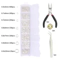 Silver jump ring jewelry making kit with plastic box, pliers, tweezers and opener ring - Jump Rings And Pliers And Tweezers And Ring Opener / Silver
