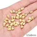 Golden irregular frosted beads 5.5x8mm for DIY jewelry making and bracelet supplies - Straight Hole Embossed Pebble (FGT674) / 1 Piece / Gold