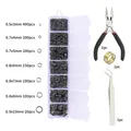 Black jewelry findings set with open jump rings and jewelry making tools kit - Jump Rings And Pliers And Tweezers And Ring Opener / Gunmetal