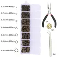 Bronze jump ring kit in plastic organizer with pliers, tweezers and ring opener tools - Jump Rings And Pliers And Tweezers And Ring Opener / Antique Bronze