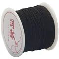 Spool of black elastic cord for DIY jewelry making and handmade bracelet weaving - 0.8mm (45m) / Black