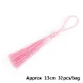 Pink silk tassels with braided loop for DIY crafts, length 13cm, pack of 32 pieces - Medium Pink