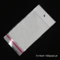 Sacchetti OPP adesivi 7x14cm con foro di sospensione e striscia rossa, set da 100 pezzi - 7x14cm (100 Pezzi/Confezione)