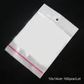 Sacchetti di plastica trasparente 10x14cm adesivi con sigillo rosso e foro di sospensione - 10x14cm (100 Pezzi/Confezione)