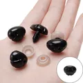 Zwarte plastic veiligheidsneuzen met ringen voor DIY handgemaakte pluchen knuffels - 14x19mm Neuzen met ringen