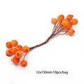 Baies artificielles givrées oranges pour décoration florale DIY et accessoires - Baies à double tête orange givrées