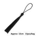 Silky black 13cm decorative tassels for DIY crafts, 32-piece pack for handmade projects - Black