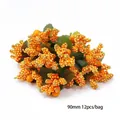 Grappes de baies artificielles orange et jaunes avec paillettes et feuilles - Grappe de baies pailletées d'or