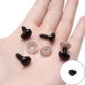 Zwarte veiligheidsogen met sluitringen voor DIY knuffels in de handpalm - 10x13mm Driehoekige Neuzen met ringen